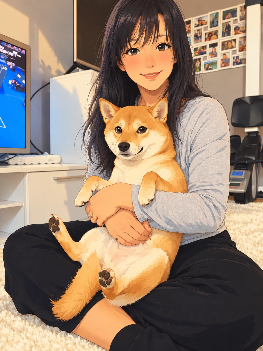 Illustration of Green Neko founder Zerina with her dog