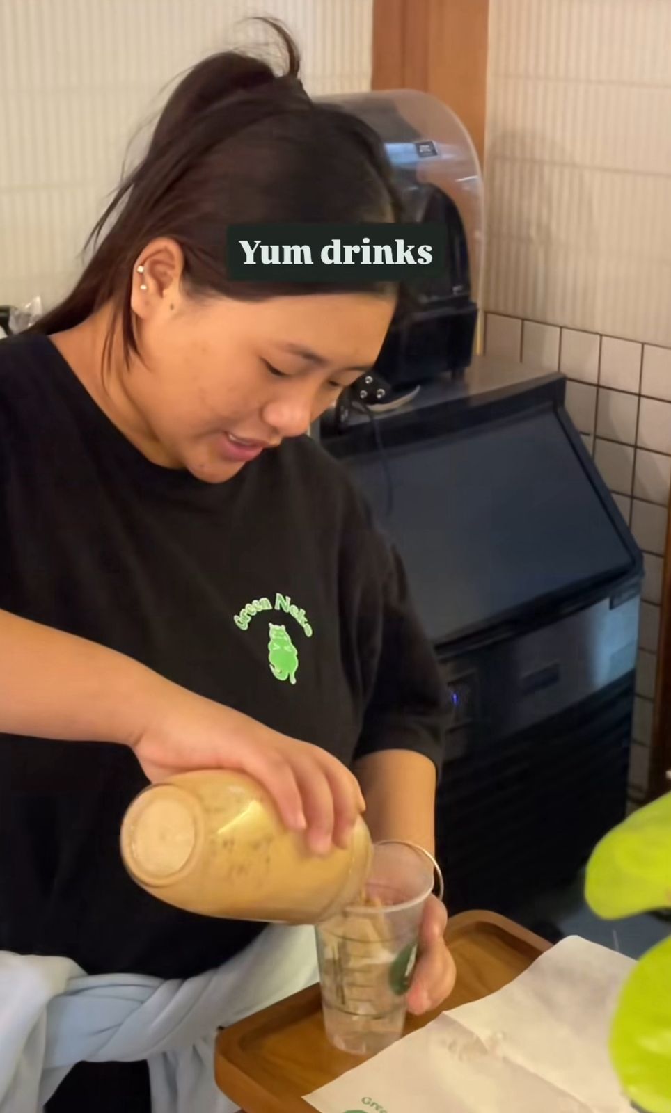 A Greenneko drink served during the Sip and Paint event